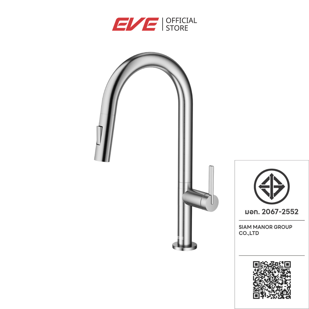 ก๊อกซิงค์สำหรับอ่างล้างจาน EVE MODI STAINLESS STEEL ก๊อกน้ำผสม ร้อน/เย็น - สีเงิน